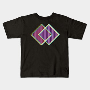 Techno Retro 80s - Striped Diamonds - Techno Abstract Geometrical Shapes Kids T-Shirt